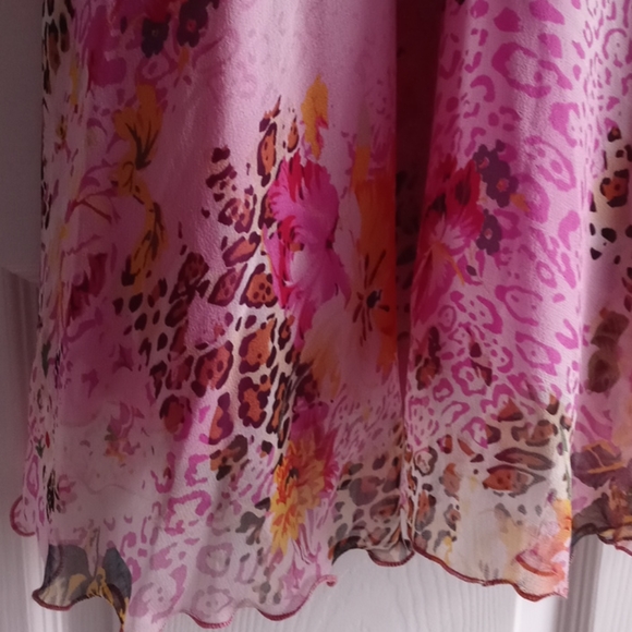 Silk cheetah and floral dress tailored dress(ice) - Picture 4 of 6